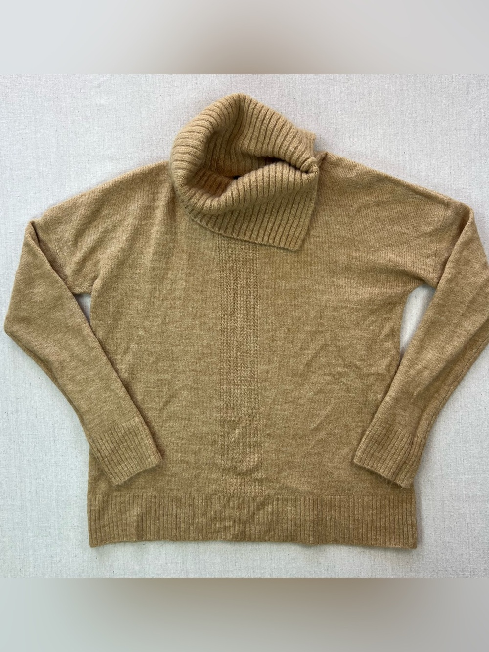 Women’s Tan Comfy Soft Relaxed Simple Turtleneck Long Sleeve Sweater - Size XS